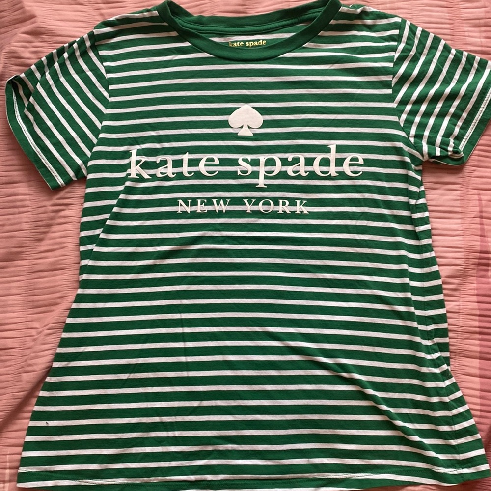 Kate spade size small green stripe t-shirt